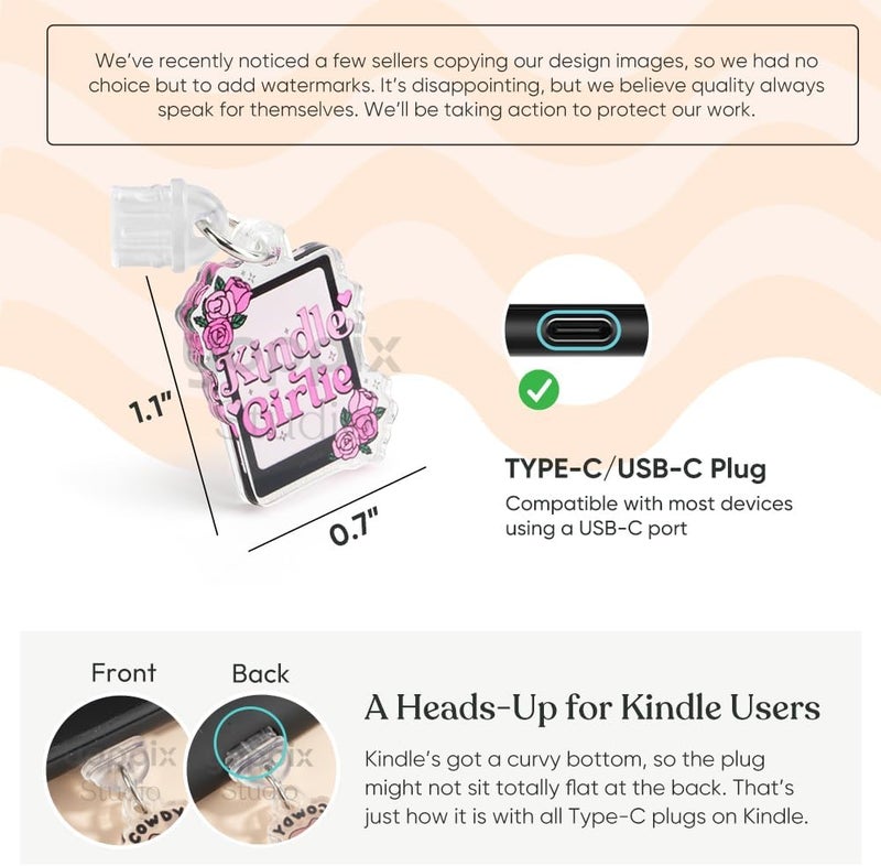 YOPPIX 9PCS Charms for E-Reader, About Fantasy Dragon Theme Dust Plug Charm Compatible with Type C Charging Port, Gift for Book Lover Readers Men Women Teachers Students, Accessories for E-Reader - Image 4